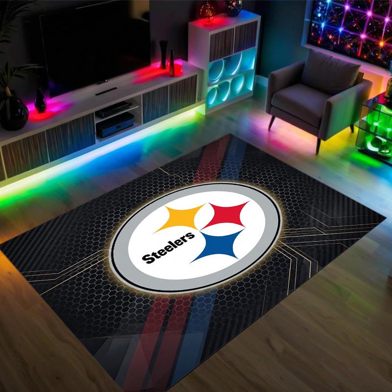 Tappeto in Cristallo di Velluto Design Pittsburgh Steelers Accogliente Non?Tappeto Stampato Antiscivolo per Camera da Letto Soggiorno Ingresso