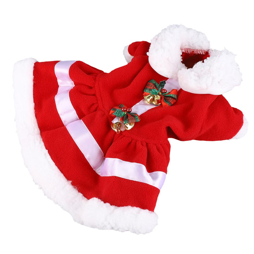 Dog Christmas Dress Doll Collar Thickening Comfortable Warm Cute Puppy Holiday Dress Costume with