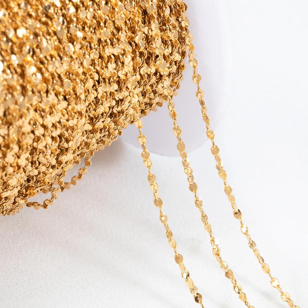 No Fade 1M 2Meter Stainless Steel Gold Plated Lips Chains DIY Chain for Needlework Necklace Bracelet Jewelry Making Accessories
