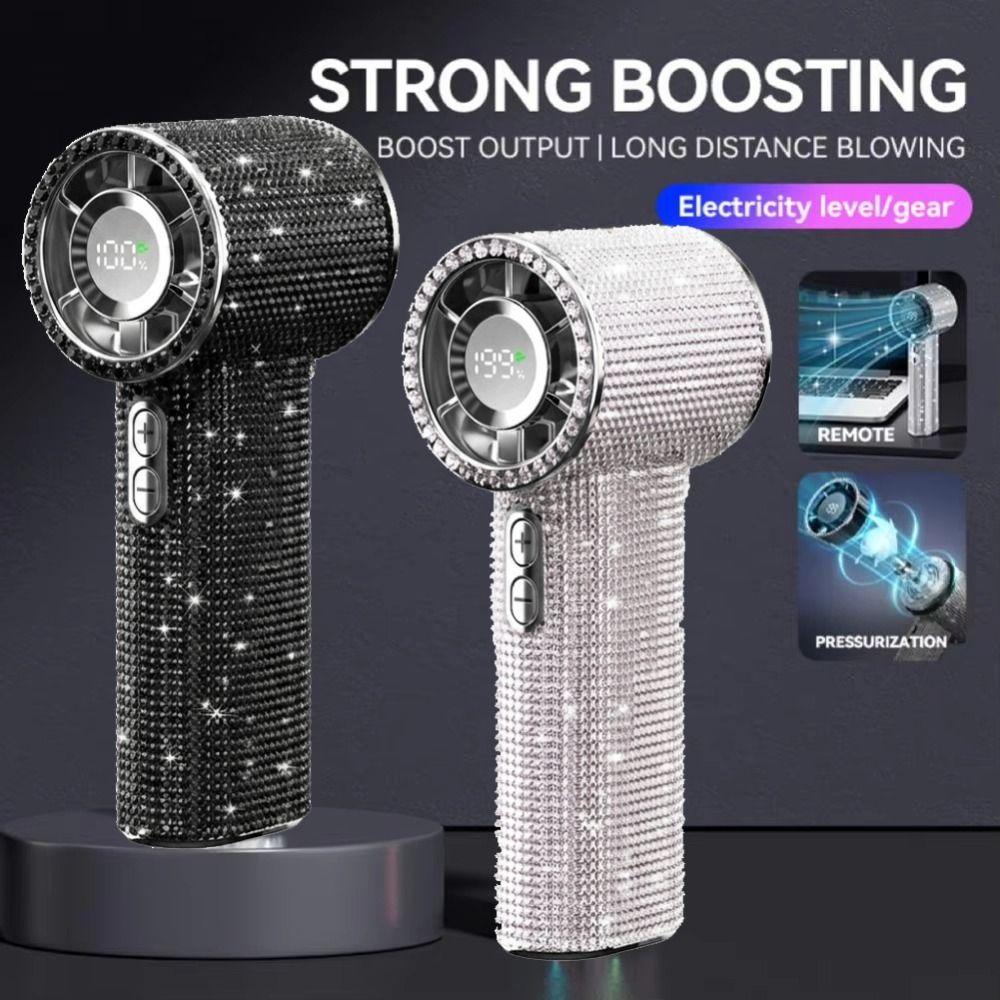 Small Size Rhinestone Handheld Fan Long-Lasting Bladeless Personal Fan Outdoor Use