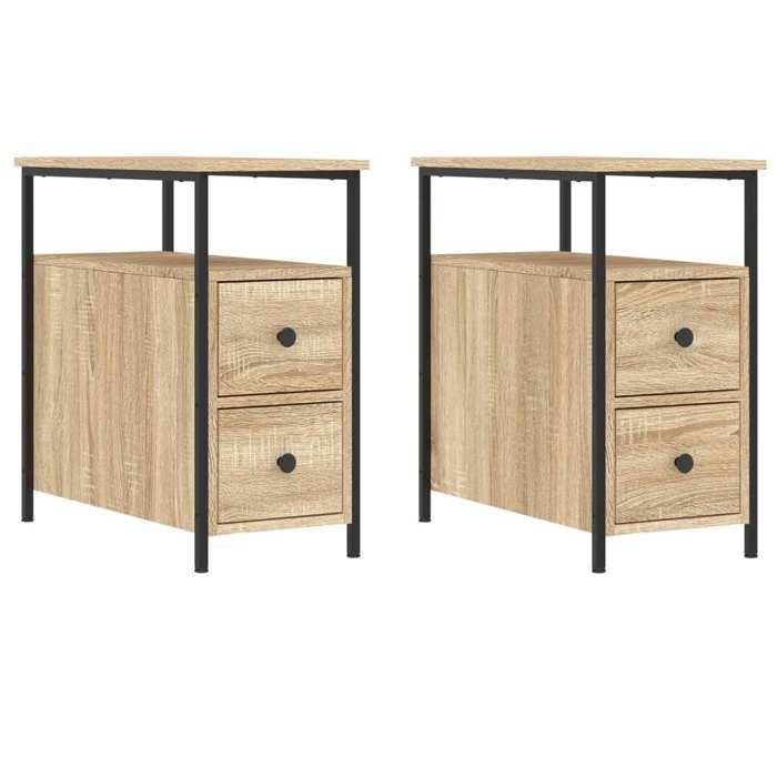 Table de chevet - Maison Exclusive - Chêne Sonoma - Bois d'ingénierie - Lot 2 30x60x60 cm