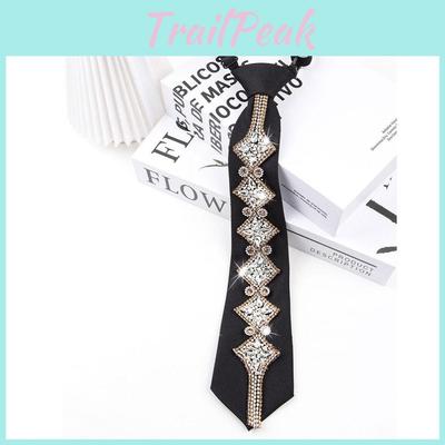 Elegant Womens Rhinestone Tie With Adjustable Length For Office And Daily Wear