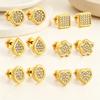 Jewelry Zircon Stud Earrings Niche Geometric Earrings Flower Love Water Drop Plum Blossom Twist Screw Plug Earrings 3 Pairs