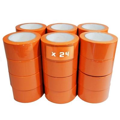 TECPLAST Pack of 24 Orange PVC Adhesive Tapes for Building 50 Mm X 33 M - Orange Construction Adhesive Roll