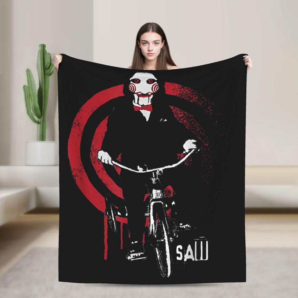 Saw Jigsaw Horrorfilm Mode Decke Fleece Herbst Winter Halloween Gothic Atmungsaktive Dünne Überwurf Mode Decke für Schlafzimmer