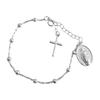 Bracciale Portatile con Croce e Perline della Vergine con Catena di Estensione da 5 cm