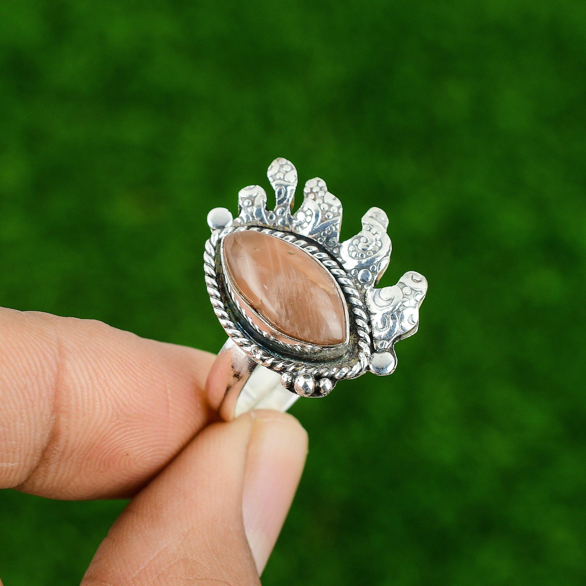 

Подарок на годовщину для нее Кольцо-обещание с натуральным лунным камнем, регулируемое, серебро 925 пробы Adjustable