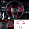 3Pcs Car Interior Steering Wheel Cover Trim Red Auto Interior Remodeling Decor for Honda Civic 10th 2016-2018