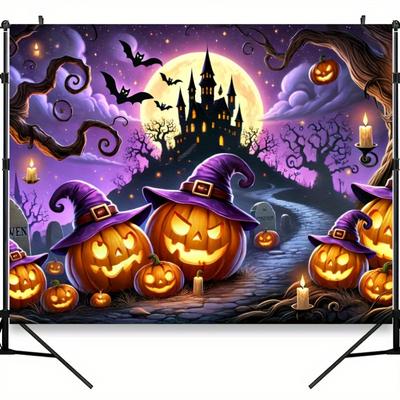 1pc Hot Halloween Pumpkin Witch Background Cloth Bright Colors Clear Images