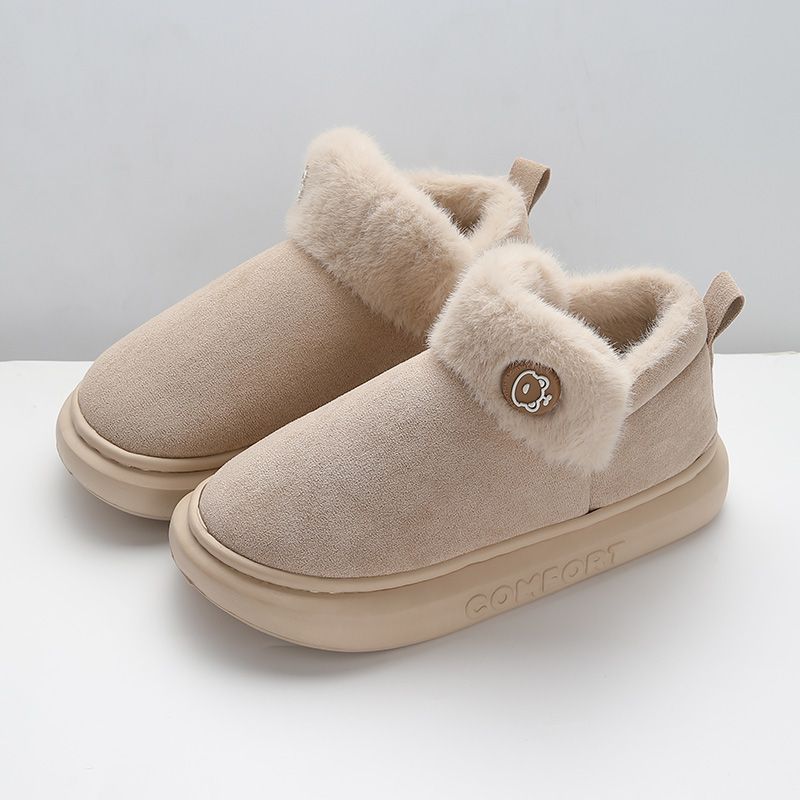 Fashion Litfun Furry Cotton Boots For Women Winter Outdoor Ankle Boots Platform Casual Boots Fuzzy Non-slip Cozy Warm Women's Snow Boots