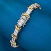 Xiancan Jewelry S925 Silver Gold-Plated XO Diamond Two-Tone Bracelet - Retro European & American Style