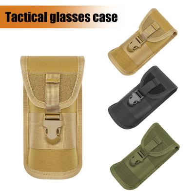 Portable Glasses Storage Bag with Buckle Tactical Sunglasses Container Case Men Outdoor Travel Eyeglass Hard Carrier Bag for Camping Hiking Training