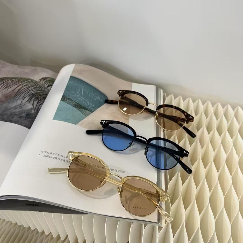 Semi-Rimless  Material Sunglasses For Men Vintage Style Anti-Glare Women Sun Glasses High Quality Computer Glass