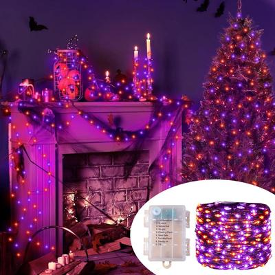 5M-20M LED Purple Orange String Light Outdoor Battery Powered Halloween Fairy Lights For Christmas Party Garden Halloween Decoration