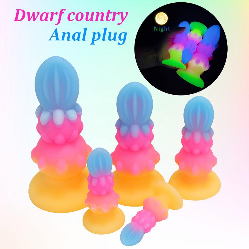 Luminous Anal Plug Soft Silicone Dildo Butt Plug with Suction Cup Anus Prostate Massager Stimulator Adult Sex Toys G Spot Clitoris Stimulator Unisex