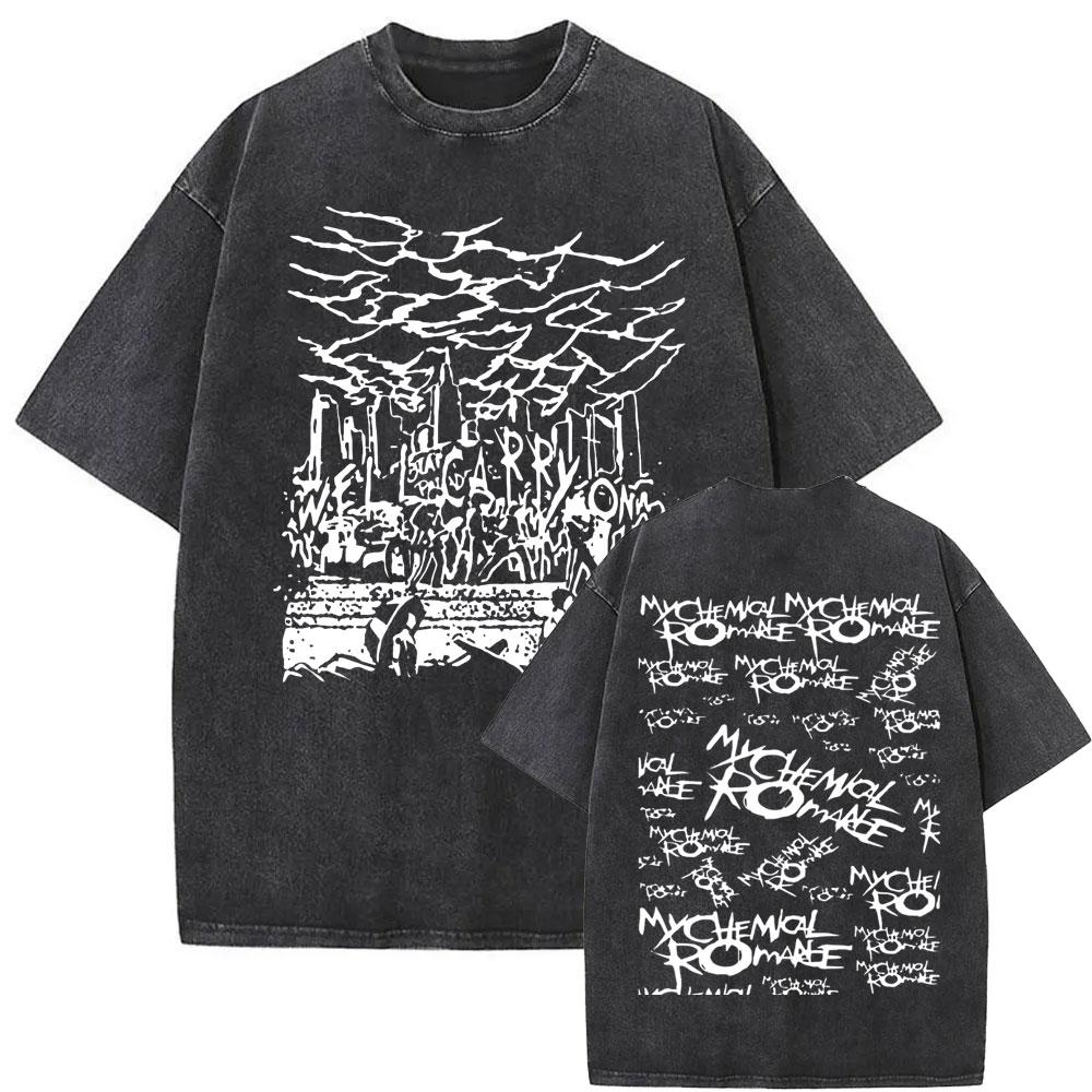 Washed Vintage Rock Band My Chemical Romance The Black Parade Tour 2026 T-shirt Men Women Fashion Punk Emo Oversized T Shirts