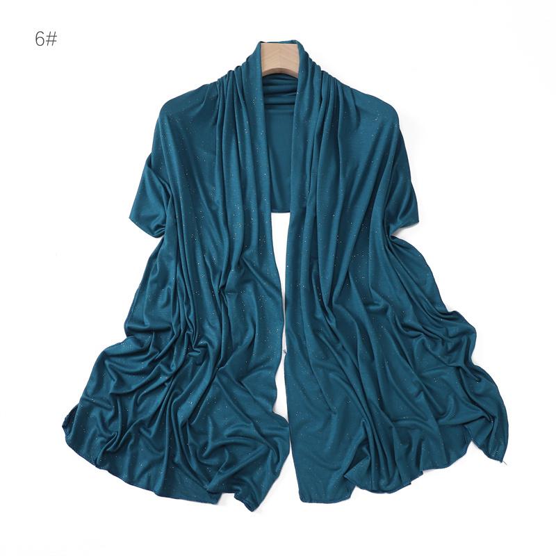 Modal Gold Sprinkles Hijab Wrap Solid Women Soft Long Scarf Shawls Femme Elastic Mercerized Cotton Jersey Lady Headband Muslim