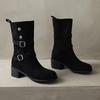 Fashion Aphixta 5cm Square Heels Sexy Women Ankle Boots Metal Buckle Dec Cowboy Footwear Winter Shoes Women Zapatos Mujer 2024 Tendencia