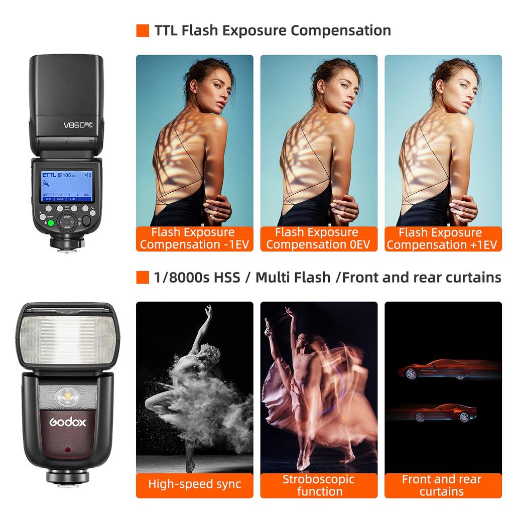 GODOX Camera Flash Speedlite Kit with Modeling Quick Release 2600mAh Rechargeable Recycle GN60 Speedlite for Canon and Technical Standards Approval