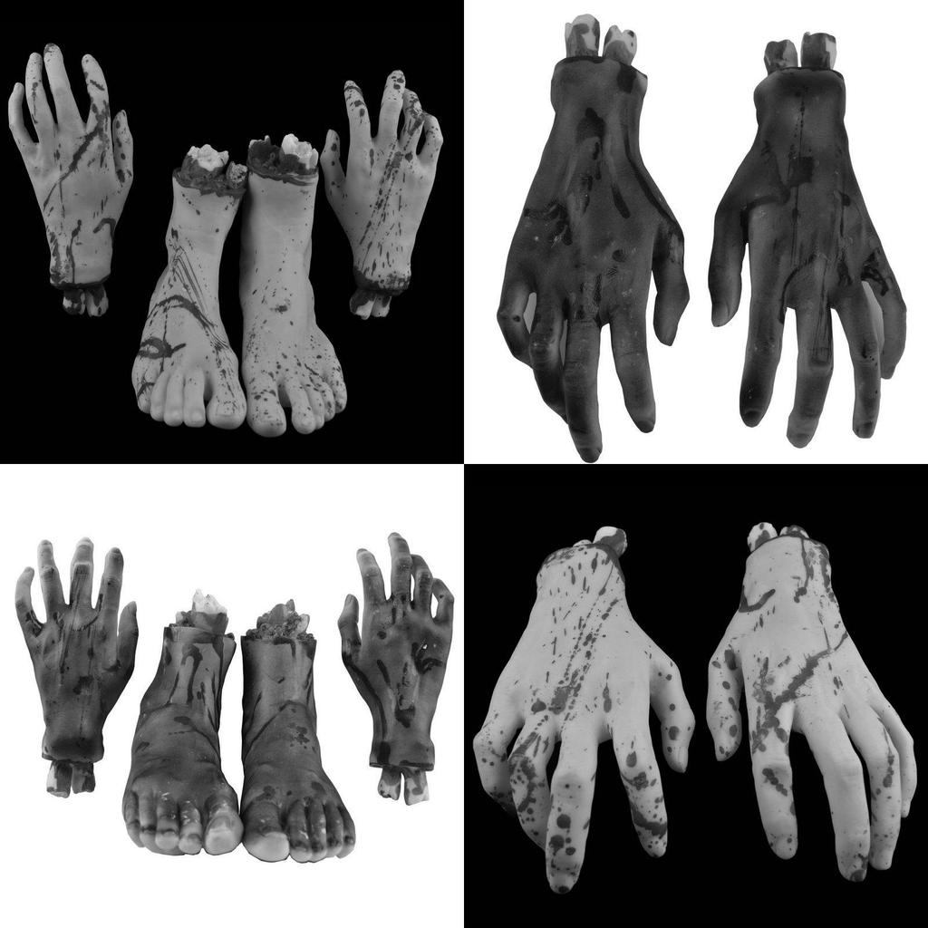 Five Baby Lucky Brand Halloween Prop Black/skin Color Hand And Foot Set