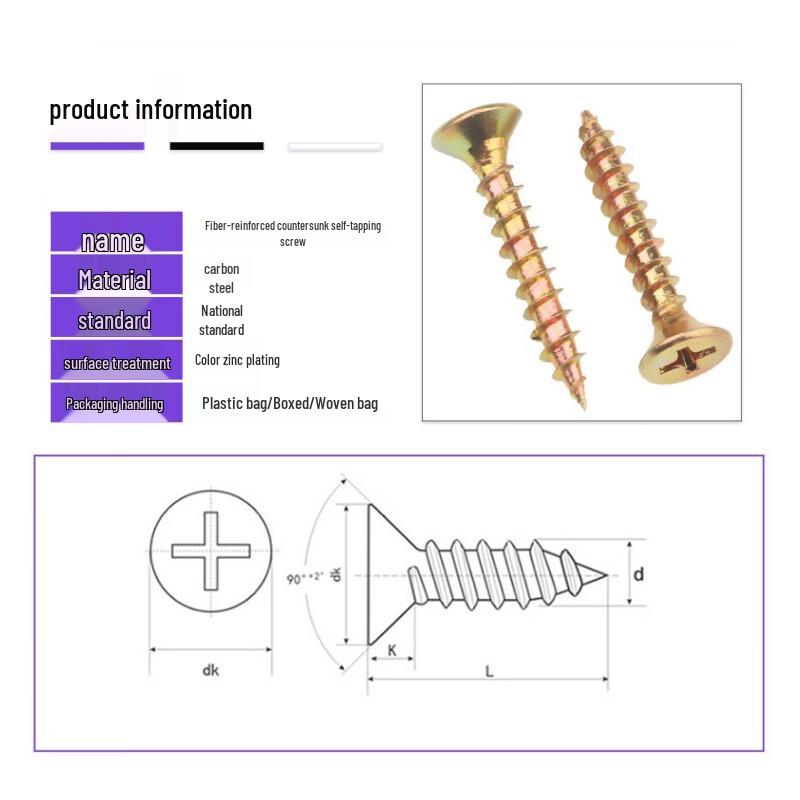 Colorful Zinc Plated Phillips Flat Head Wood Screws