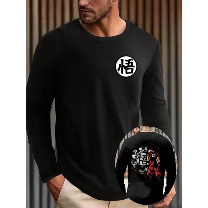 

Dragon Balls Men s Relaxed Fit Long Sleeve T-Shirt, 100% Cotton, Solid Charcoal, Breathable & Versatile Daily Essential XXL чёрный