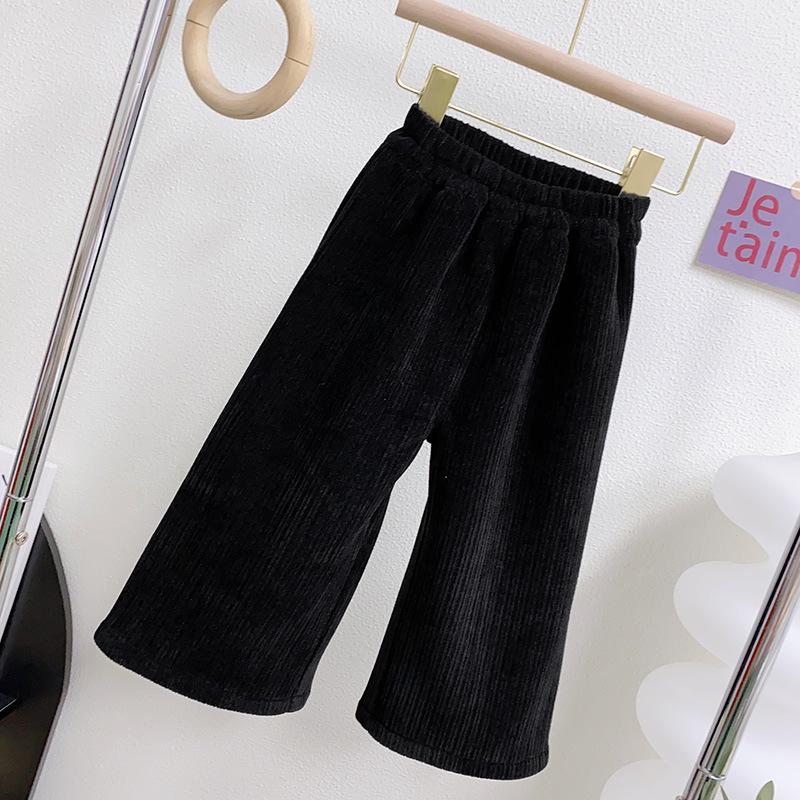 Very Fishy Girls' Winter Ribbed Wide-Leg Trousers (WE592): Thickened for Warmth