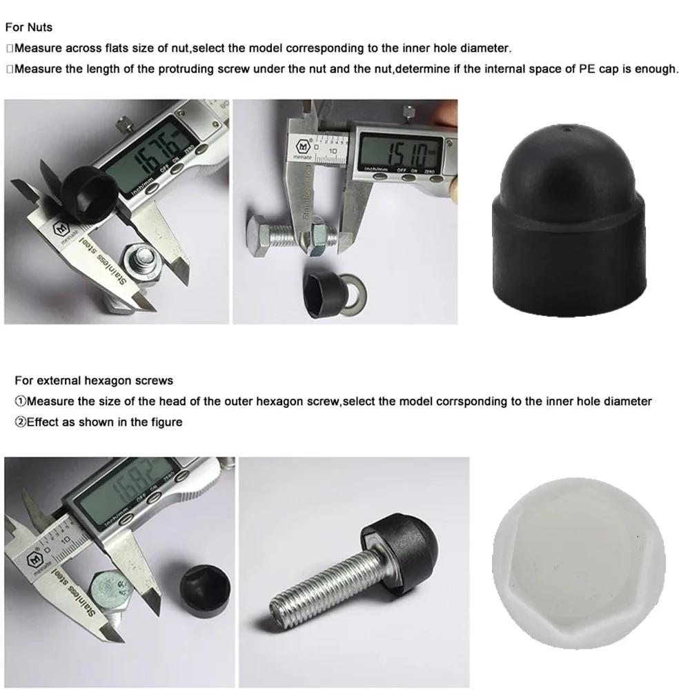 M4 M6 M8 M10 M12 Hex Socket Nuts Cover Caps PE Nut Protection Black White Plastic Dome Hexagon Screws Acorn Nut Protector Bolts