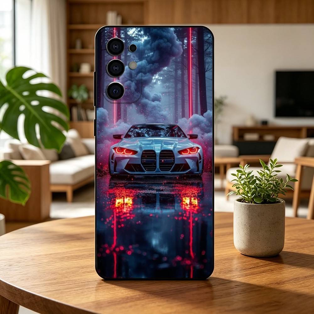 Cool Sports Blue-white Red Car-M4 CAR Phone Case For Samsung S25,S24,S21,S22,S23,S30,Ultra,S20,Plus,Fe,Soft Silicone Black Cover