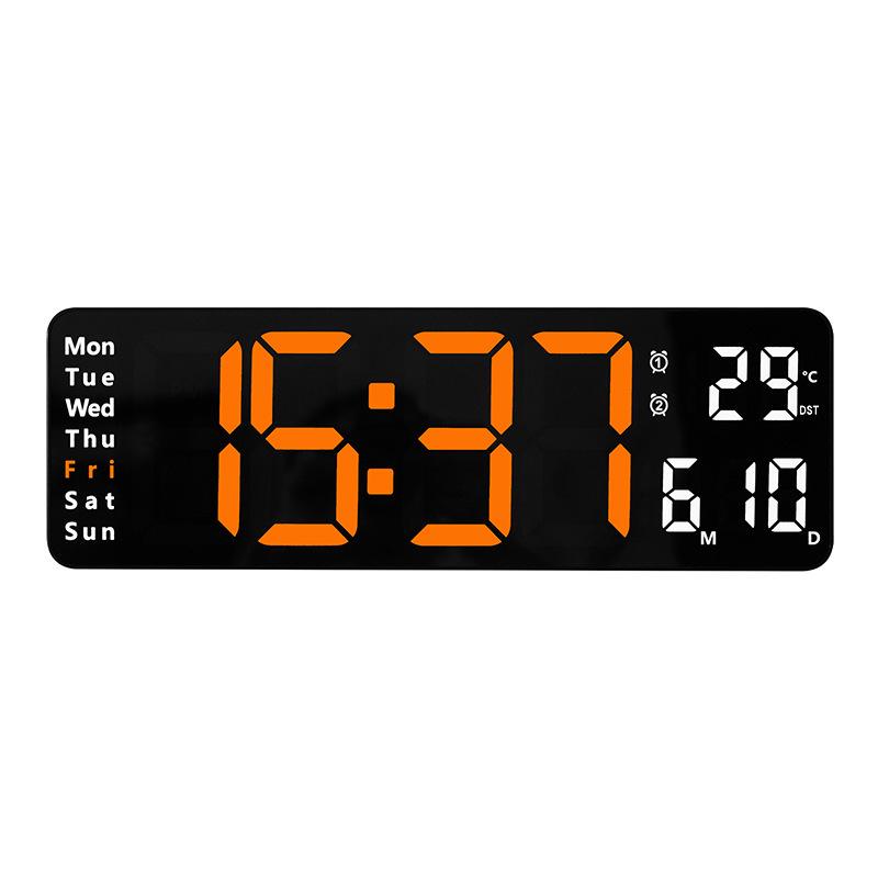 13" Minimalistische Wohnzimmeruhr: Große Schrift, Mehrfachalarm, Temperatur- und Wochenanzeige (Modell 6629)