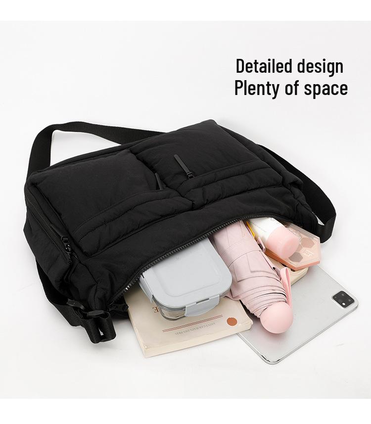 Unisex Herbst/Winter Nylon Umhängetasche - Große Kapazität, Baumwollgepolstert, Weiche Schultertasche für den lässigen Pendelverkehr