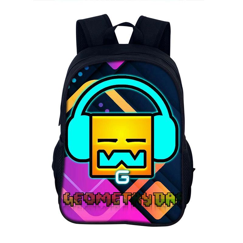 Geometry Dash Cartoon Rucksack Schultasche 40cm/15.7inch Rucksack Bücherrucksäcke Computerrucksack für Jungen Mädchen Bestes Geschenk