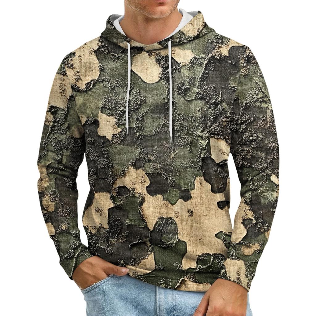 Men's Loose-fitting Casual Camouflage Print Hooded Sweatshirt