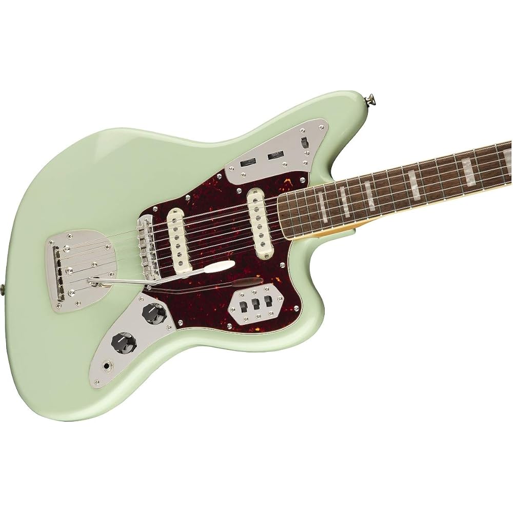 Squier by Fender Electric Guitar Classic Vibe '70s Jaguar®, Laurel Fingerboard, Surf Green with S...