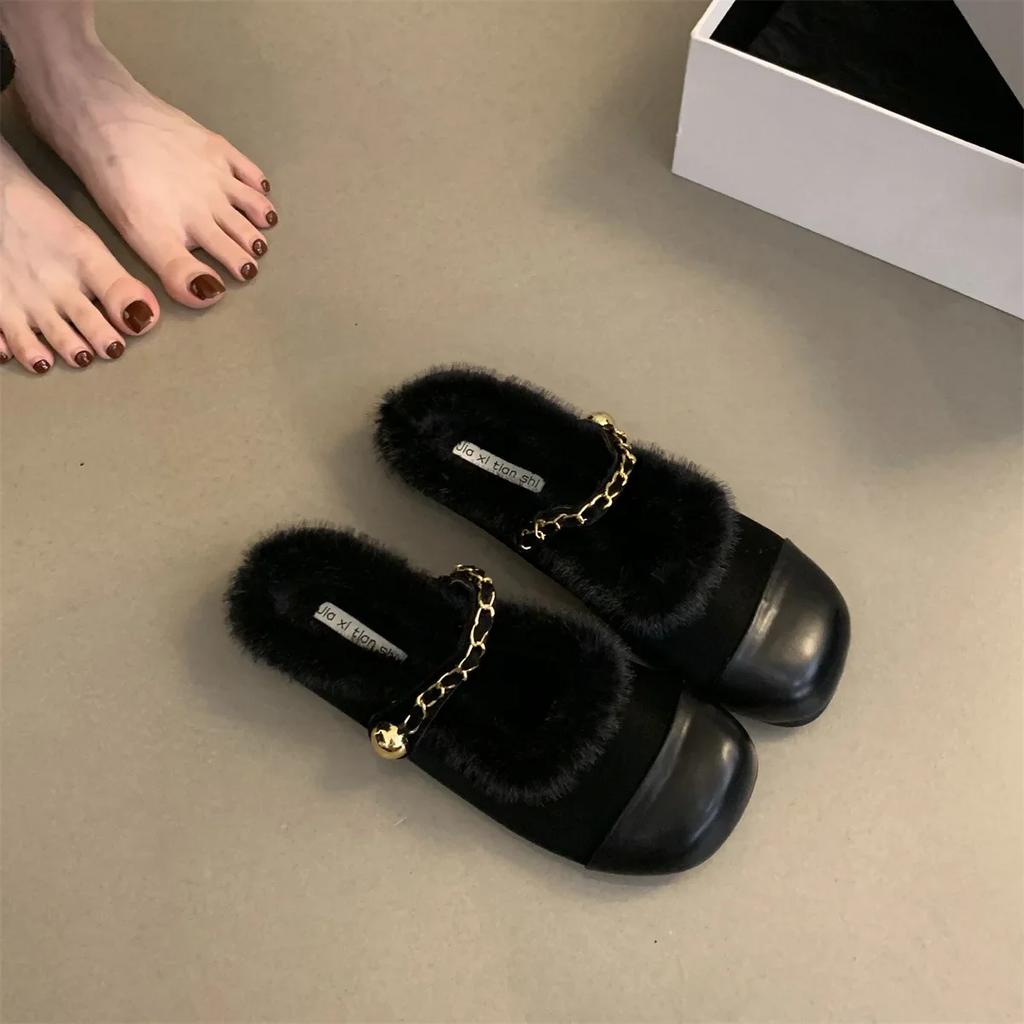Flat Short Plush Elegant Women's Slippers Outdoor Breathable Warm Women's Shoes Casual Fashion Women's Slippers Shoes for Women