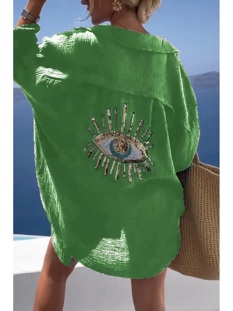 "2025 Spring/Summer Women's Lapel Long-Sleeve Cotton Linen Casual Fashion Shirt"