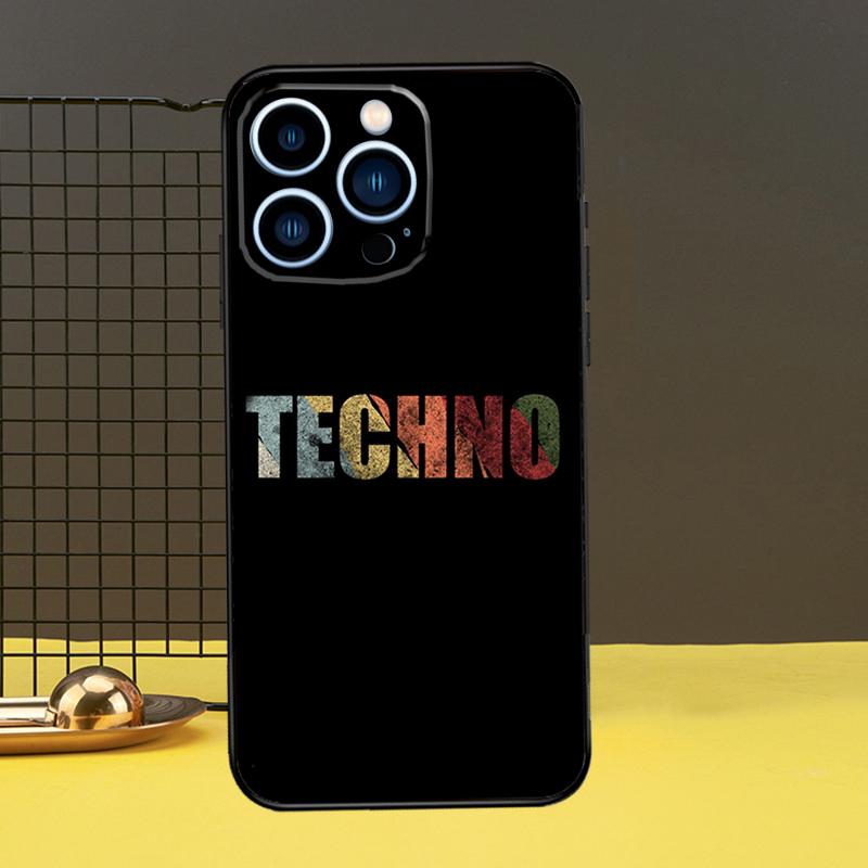 Love Techno Music Quotes Phone Case For iPhone 13 12 14 11 16 15 Pro Max Plus Mini 7 8 X XR XS Max Cover