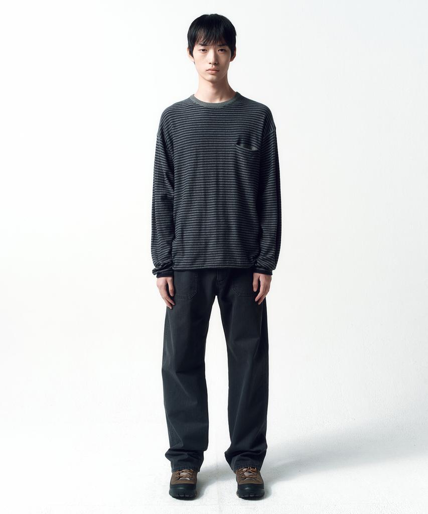 INSILENCE Cotton Cashmere Stripe Pullover Navy