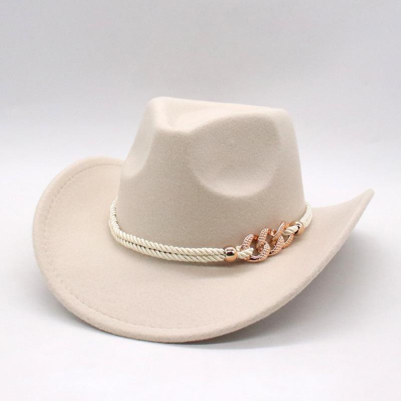 

New Amazon Cross-Border Explosion Men S And Women S Fashion Woolen Top Hats European And American Classic Western Cowboy Hats Felt Hats Jazz Hats One size fits all [d taoniu]