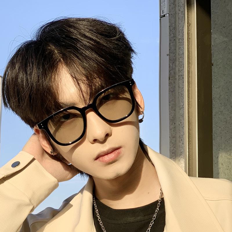 2024 Trendy Retro Square Thick Frame Yellow Semi-Transparent Sunglasses with Prescription for Men and Women