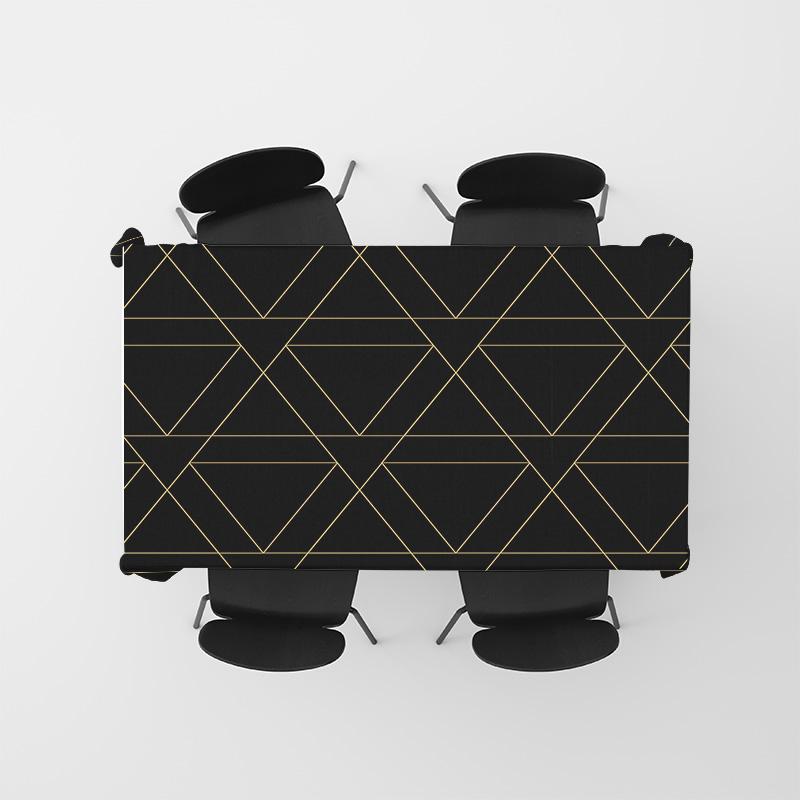 Luxury Dining Tablecloth Modern Geometric Design Kitchen Decoration Solid Black Yellow Gold Colorful Table Cover Rectangular Sha