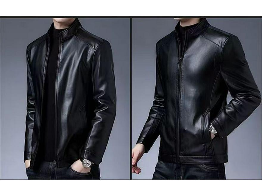 2024 Men's Winter PU Leather Jacket - Slim Fit for Middle-Aged and Elderly
