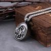 Stainless Steel Men's Retro Dragon Graphic Round Tag Pendant Necklace Gothic Hip Hop Punk Jewelry Gift