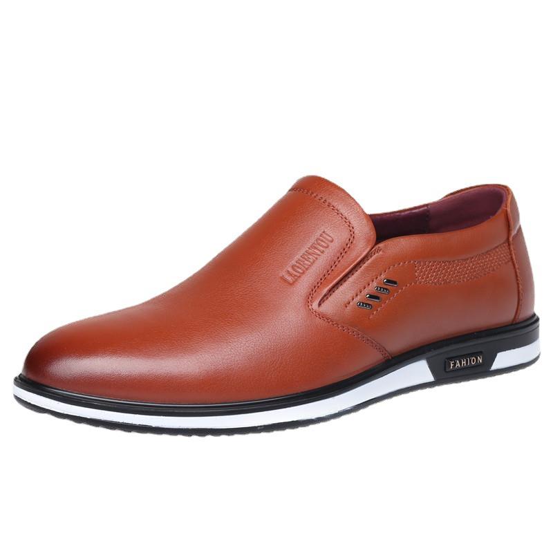 Old man's head autumn and winter velvet men's shoes Doudou breathable men's white casual shoes soft leather white shoes 95068