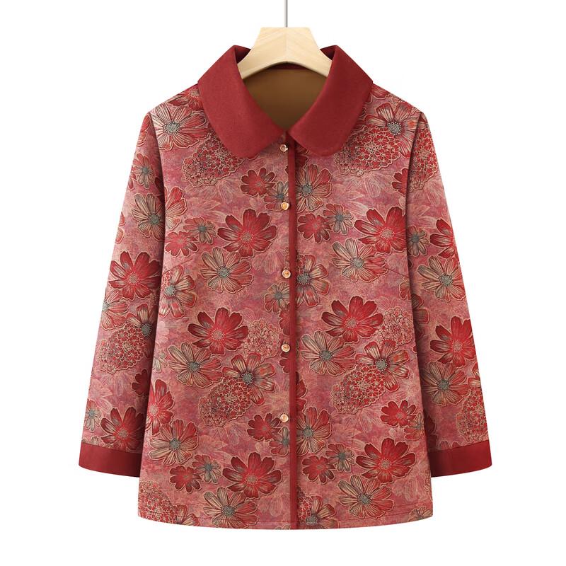 Elderly Women's Floral Print Cardigan Blouse