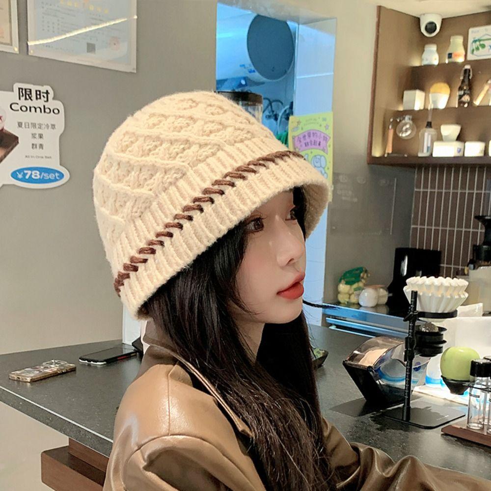 Bohemian Style Knitted Beanies Hat Thin Winter Weave Cap Sweet Crochet Pullover Hat  Autumn