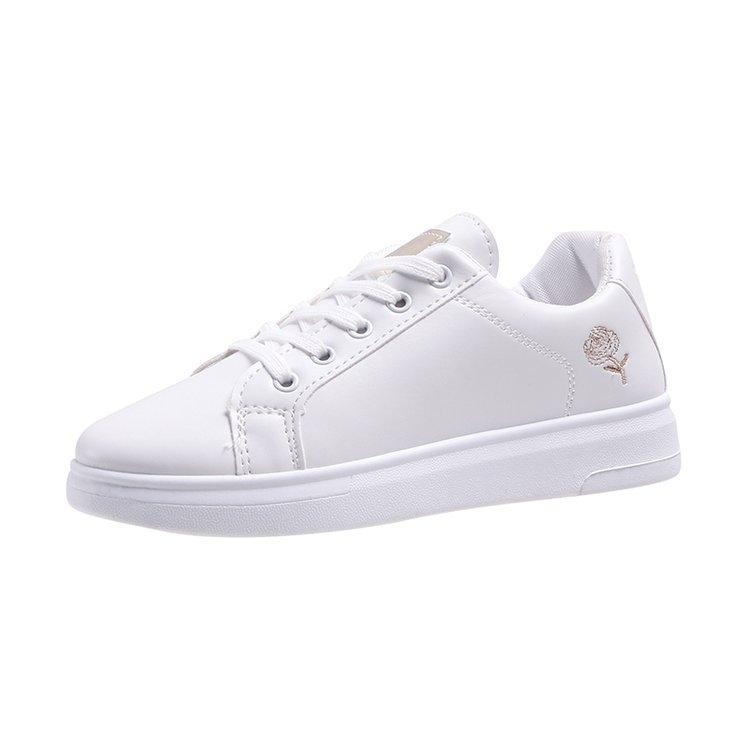 2025 spring and summer new women's shoes PU leather surface breathable sports style casual shoes board shoes student white shoes INS low top
