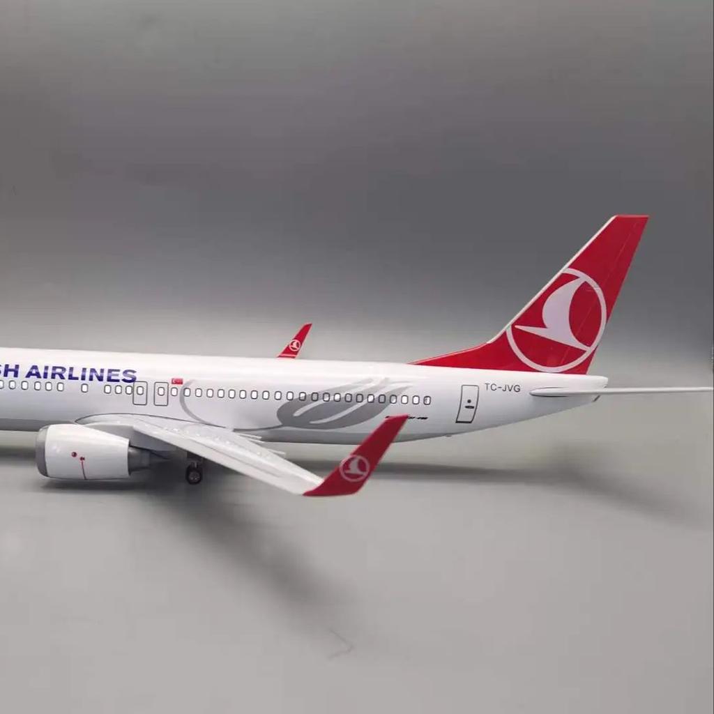 1/85 Scale 47cm Airplane B737 Turkish Airways Model Toy Light & Wheel Landing Gear Diecast Resin Plane Collection Display