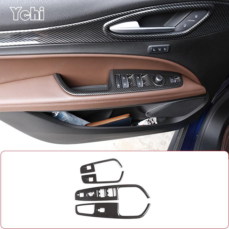 ABS Carbon Fiber For Alfa Romeo Stelvio 2017-2020 Window Lift Button Frame Cover Sticker Car Accessories For Left Hand Drive