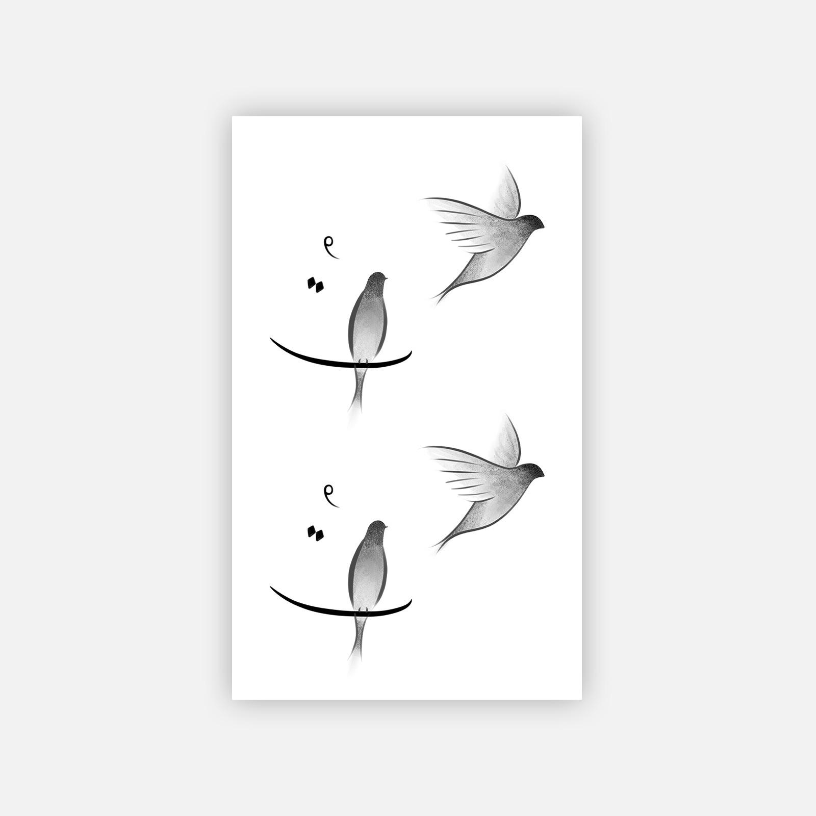 Simple High-End Sense Small Fresh Personality Niche Swallow Tattoo Sticker 6*10